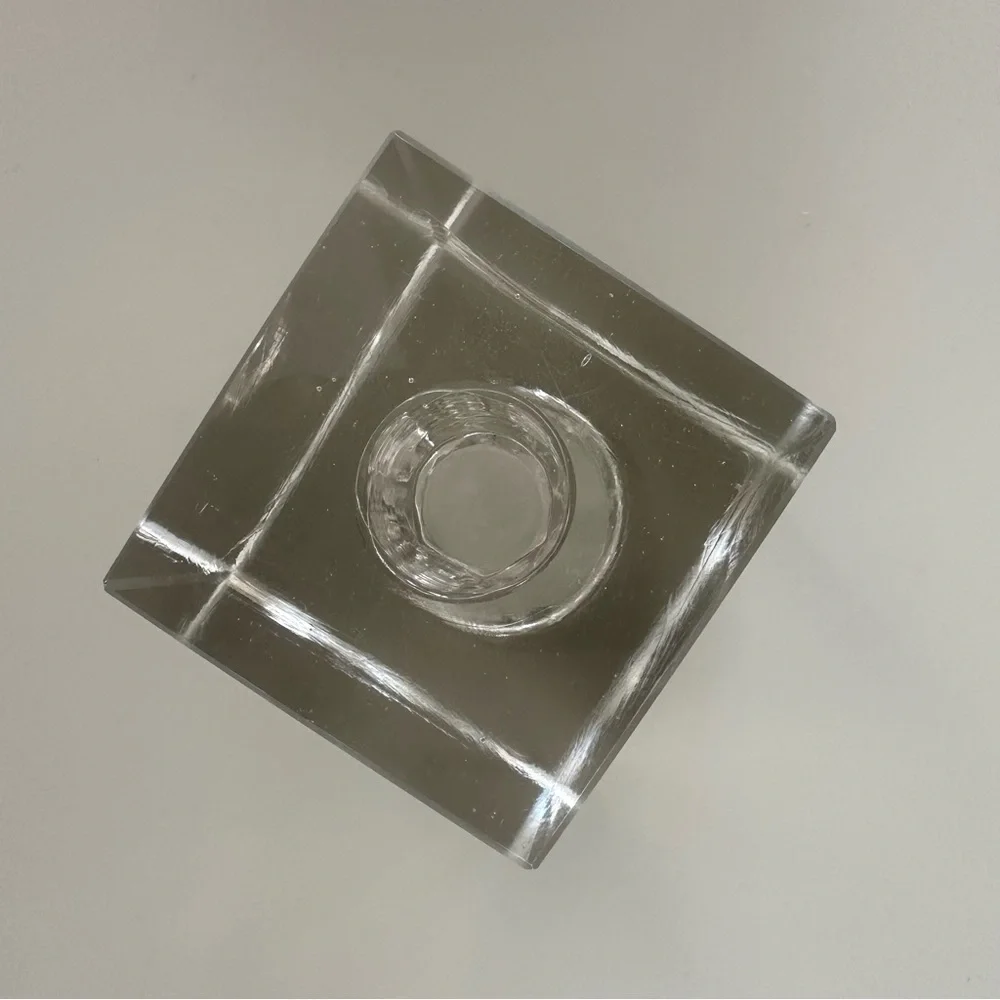 Anthropologie Solid Crystal Glass Reversible Cube Candle Holder 3